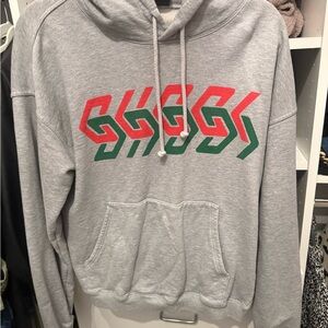 Gucci Gray Hoodie with Red and Green Design